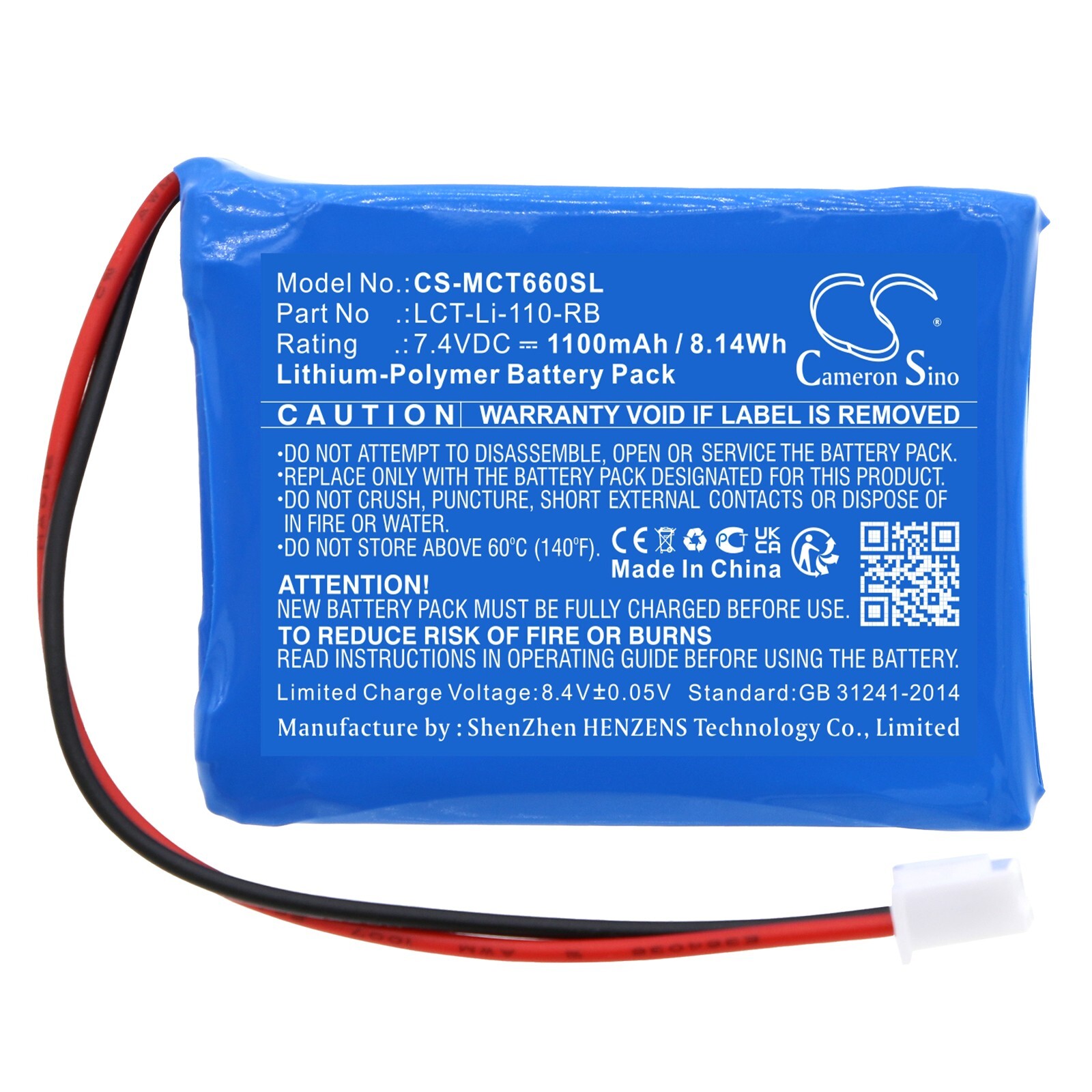 BATTERIE 1100mAh Type LCT-Li-110-RB For Tree LCT-Li-7 Li-33 Li-110 Li-16