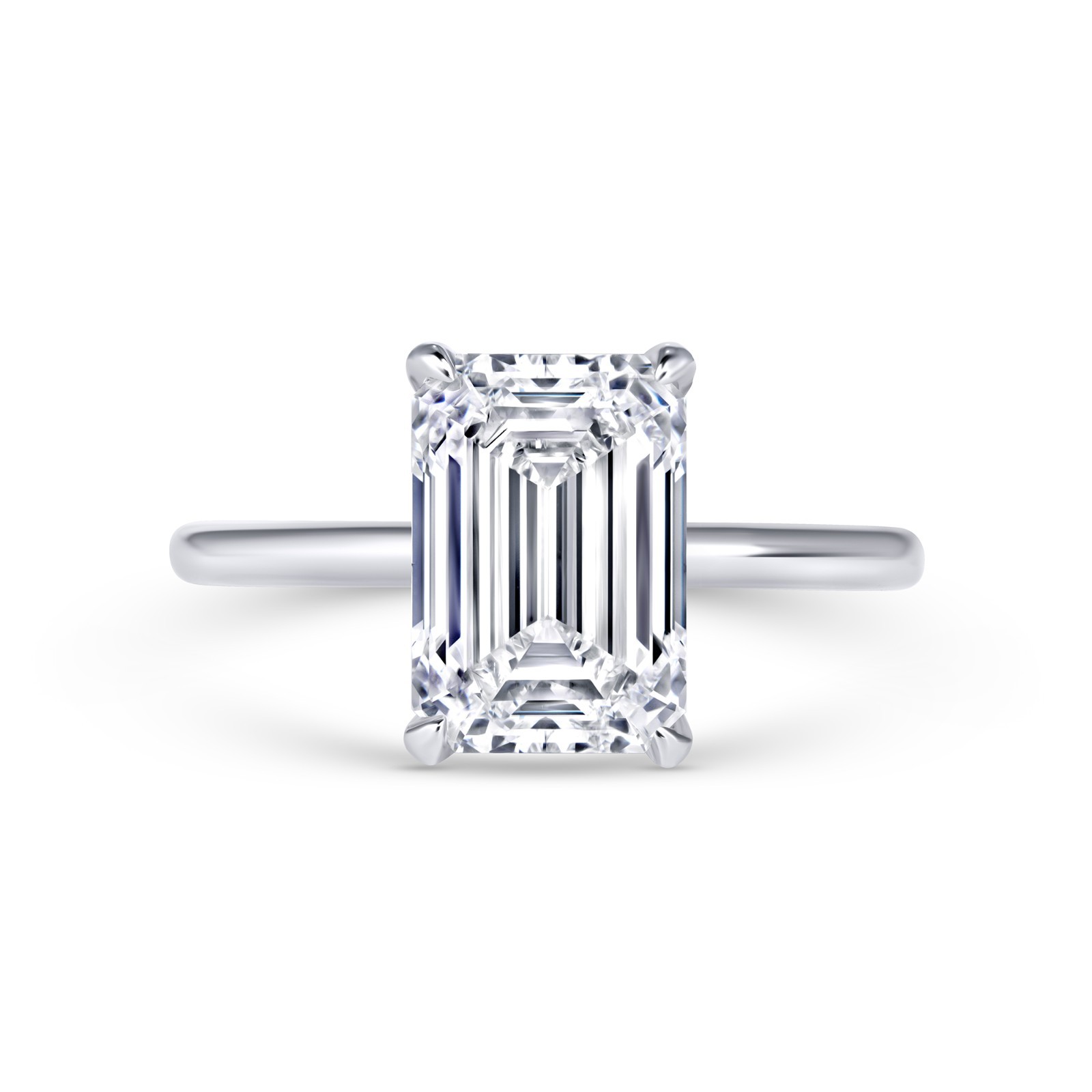 3CT Emerald Lab Grown Diamond Solitaire Engagement Ring IGI 14K White Gold