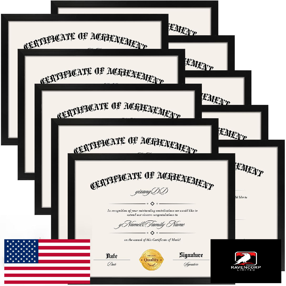 10-Pack YixangDD 8.5x11 Black Certificate Diploma Document Frames