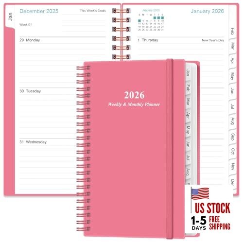 2026 Pocket Planner/Calendar - 2026 Planner from January 3.75" x 6.75" Pink