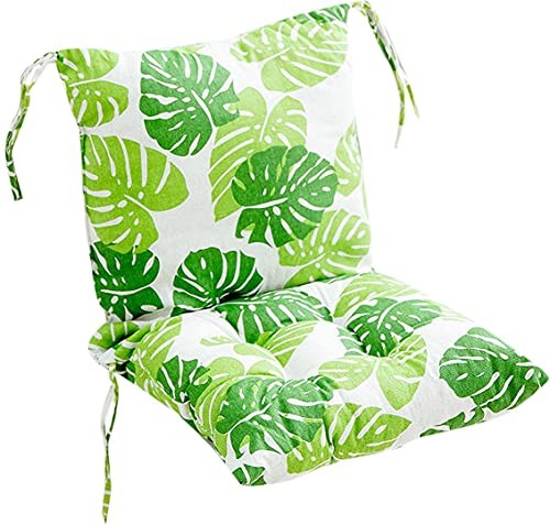  Chair Cushion Cotton Linen Detachable Seat Back Cushion with Ties C-green Bale