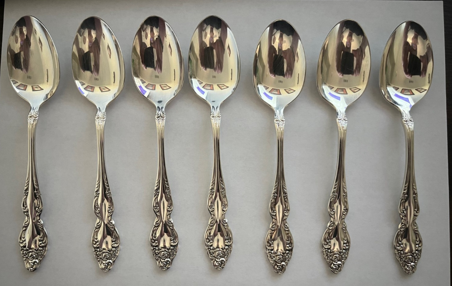 Vintage 1881 Rogers Oneida Baroque Rose Silverplate Teaspoons 6" – Set of 7