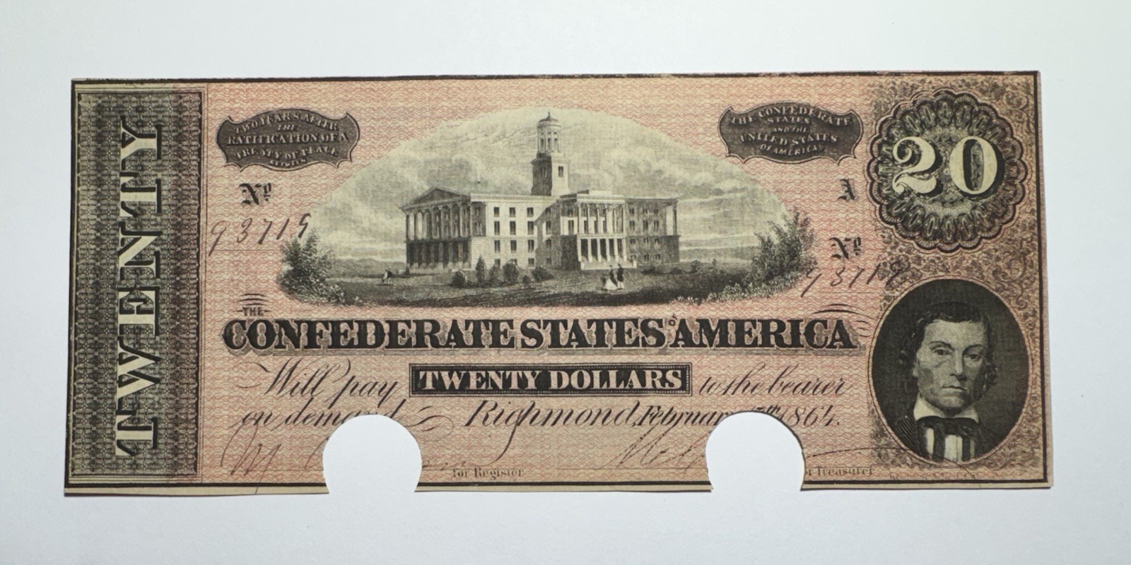 1864 $20 Confederate States of America T-67