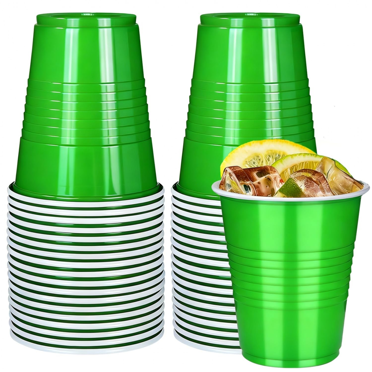 Vumdua Green Plastic Cups Disposable Cups, 12 oz 12 Ounces, 