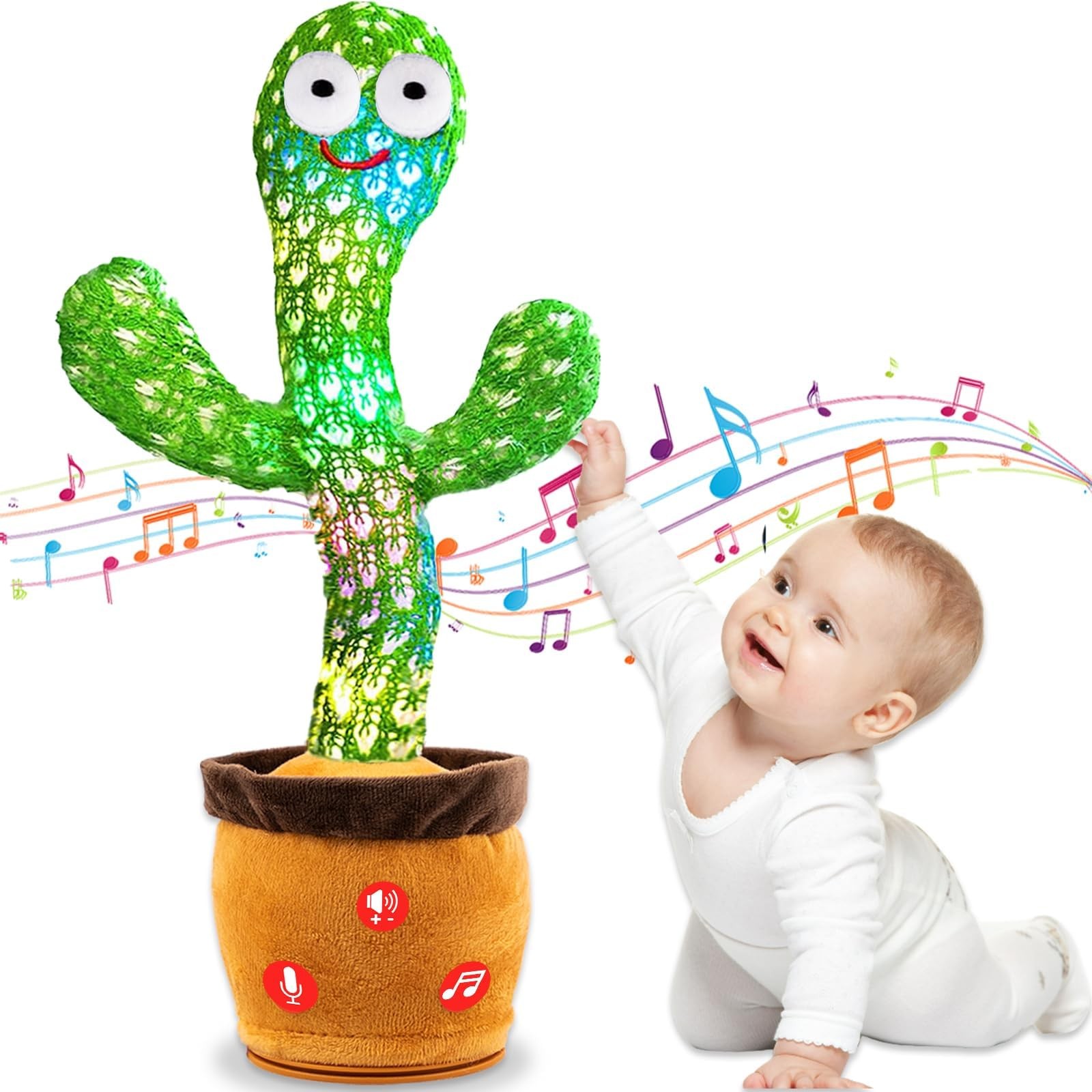 Dancing Talking Cactus Plush for - Volume Adjustable Mimicking and Singing Ca...