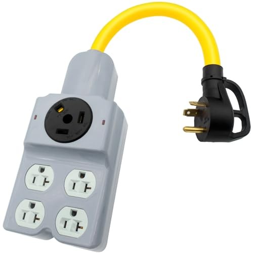 30 Amp to 110 Adapter, RV Electrical 30 Amp to 20 Amp Adapter NEMA TT-30P Gray