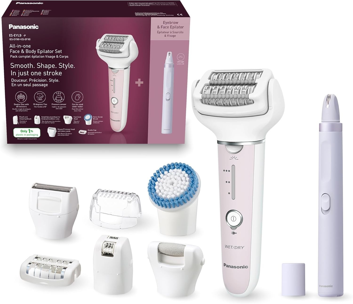 Panasonic ES-EYL9-P503 Cordless Wet/Dry Epilator & Eyebrow/Face