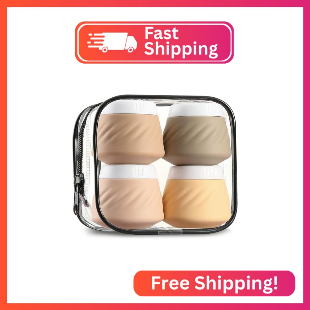 Gemice Travel Containers for Toiletries, Silicone Cream Jars TSA Approved Travel