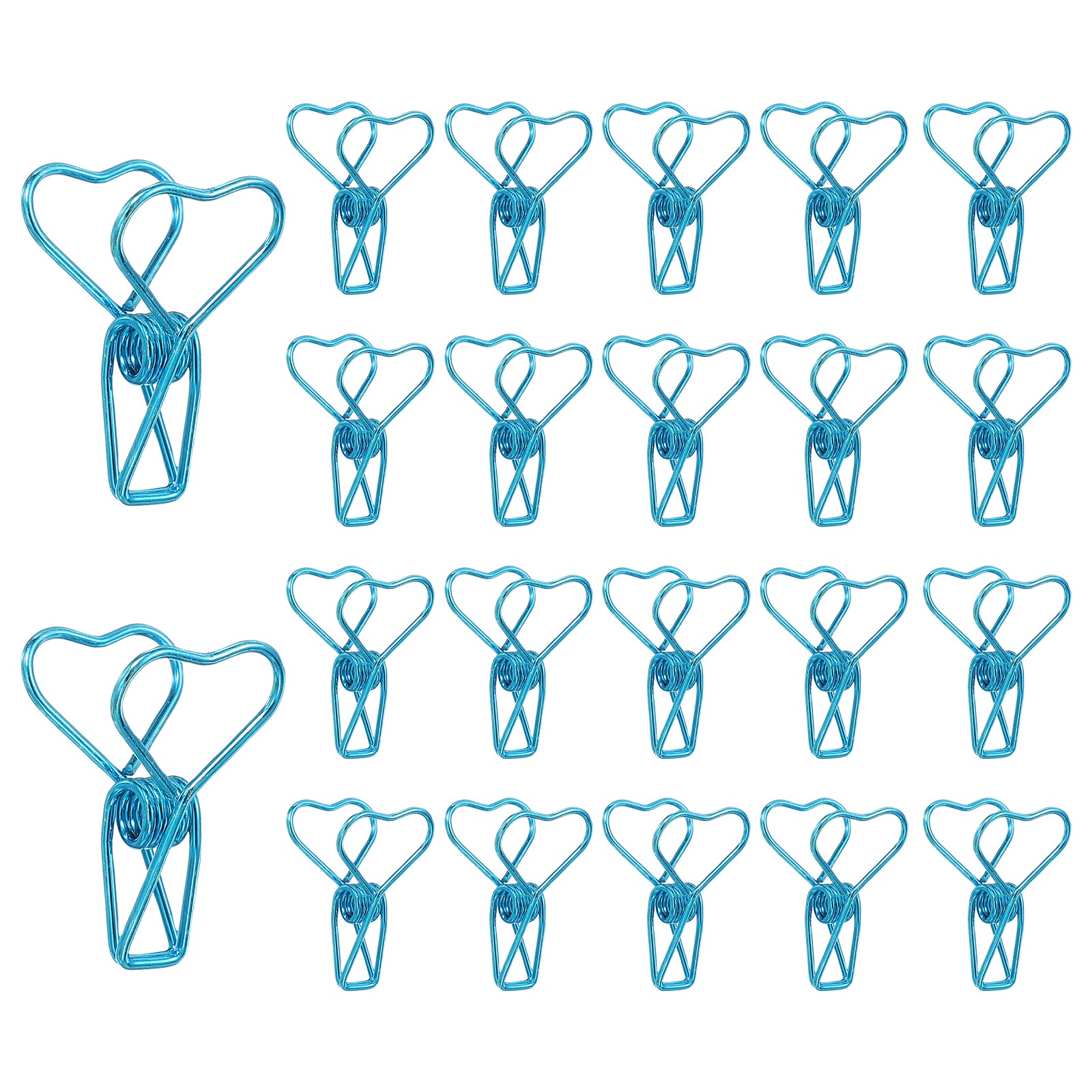 30Pcs Office Clip With Heart Design 1.2" For Paper, Blue