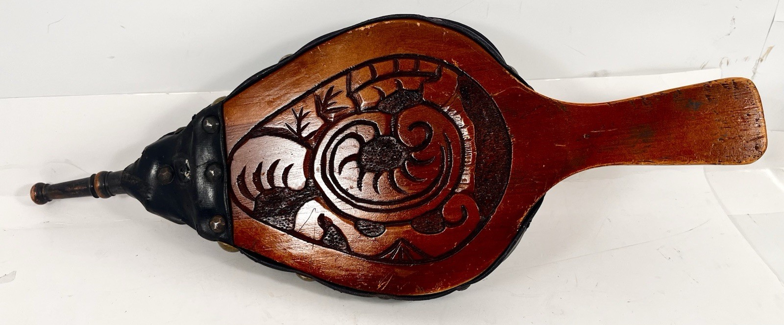 Vtg Fireplace Bellow Wooden Rich Decor 17.5” X 6.5” Crab Design