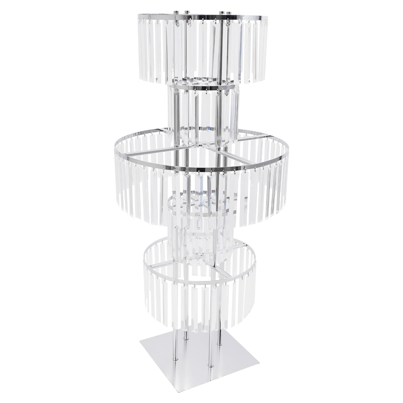  5 Tiers Crystal Flower Stands, 43.3" Tall Round Chandelier Pedestal with Square