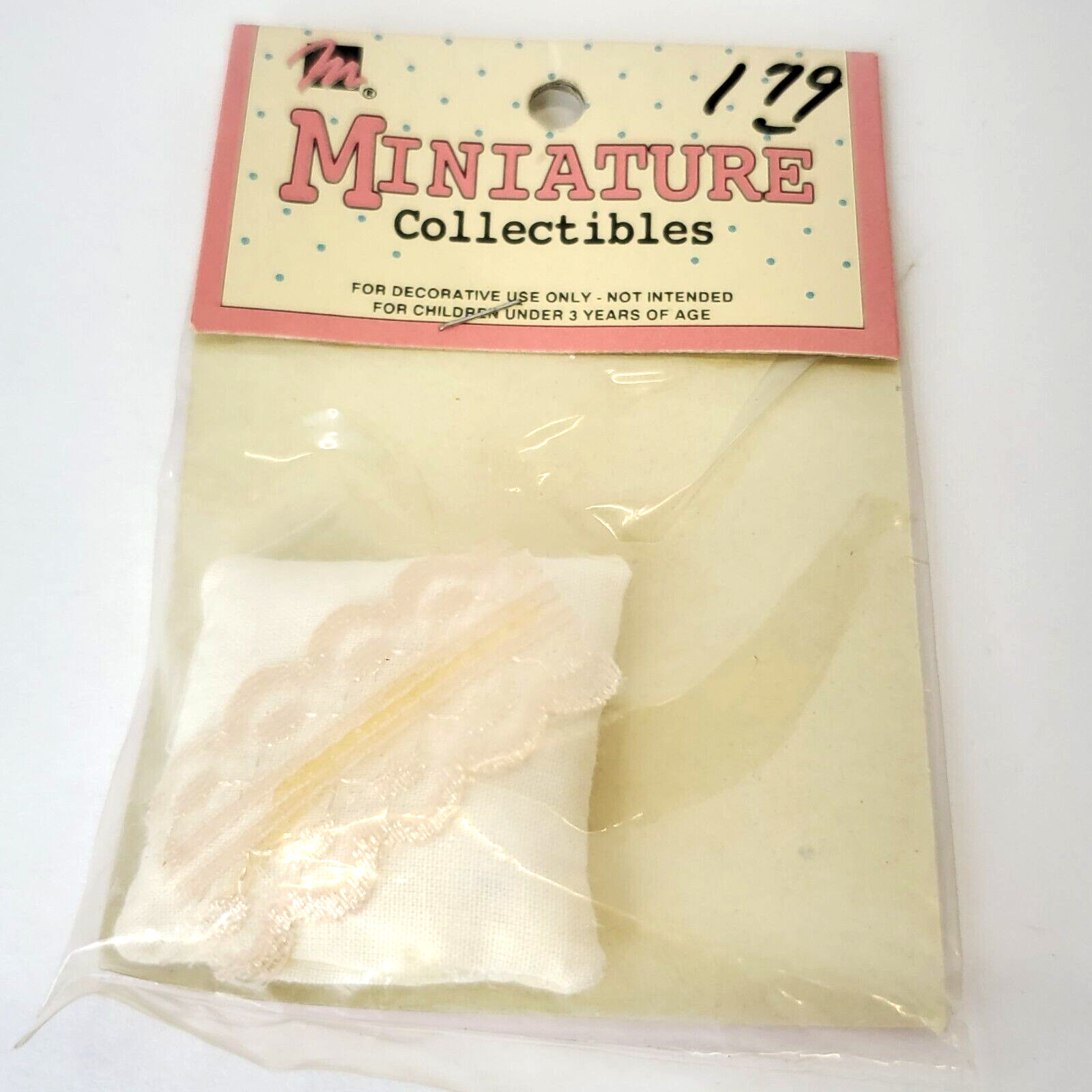 Mangelsen's Mini's DollhouseTiny White Square Lace Trim Pillow 1.5X 1.5 Inches