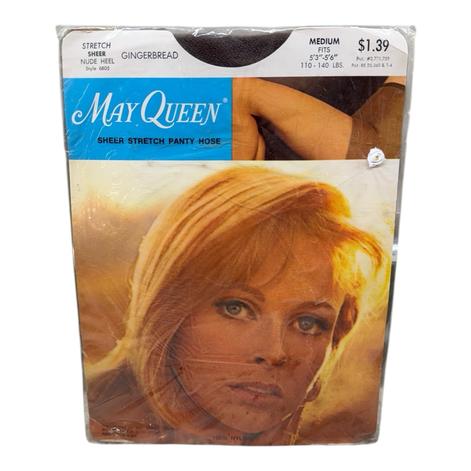 May Queen Sheer Nude Heel Stretch Pantyhose Gingerbread Medium