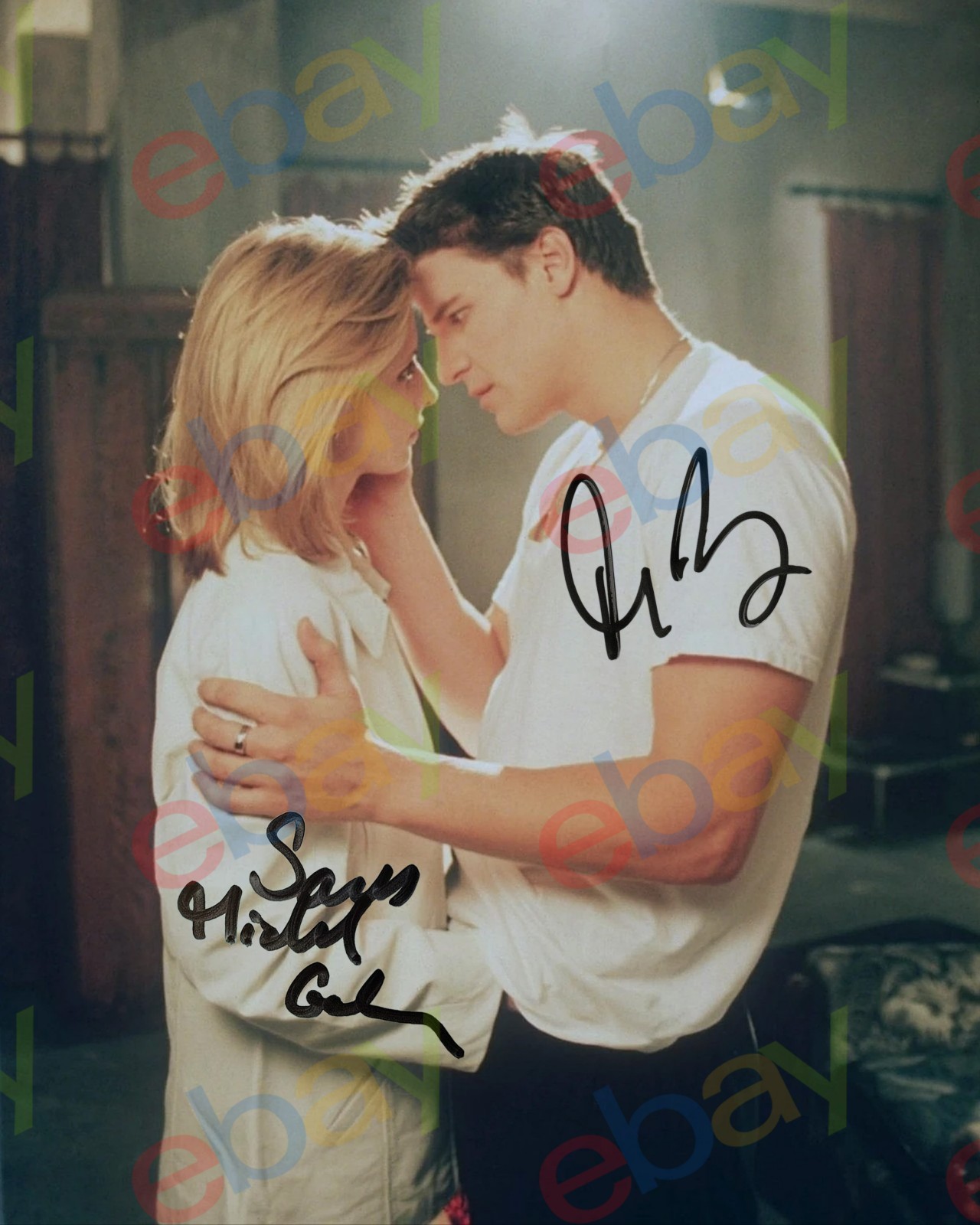 Sarah Michelle Gellar David Boreanaz - REPRINT signed 8x10 Photo Buffy BTVS 2