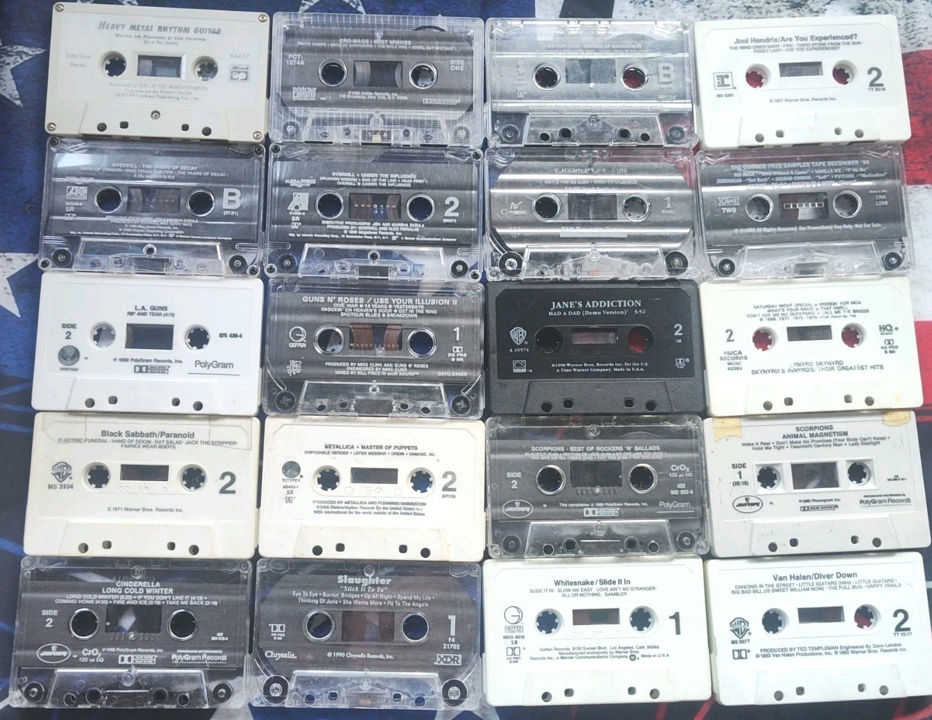 20 Heavy Metal Hard Rock Loose Cassette Tape Lot Metallica Sabbath Slaughter GnR