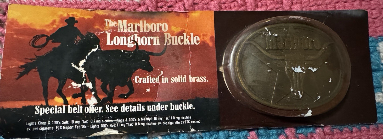 Vintage Solid Brass Marlboro Longhorn Belt Buckle