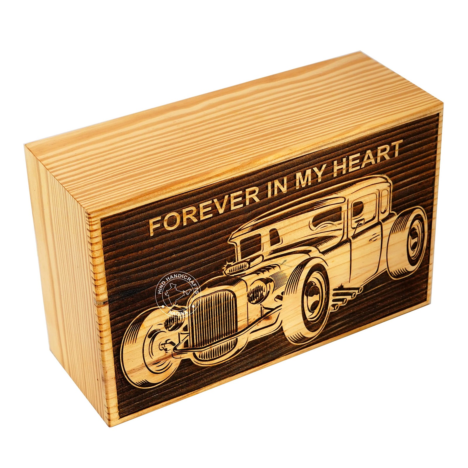 Wooden Cremation Urn for Human Ashes Adult Large - 250 LB Pinewood Urn Box wi...