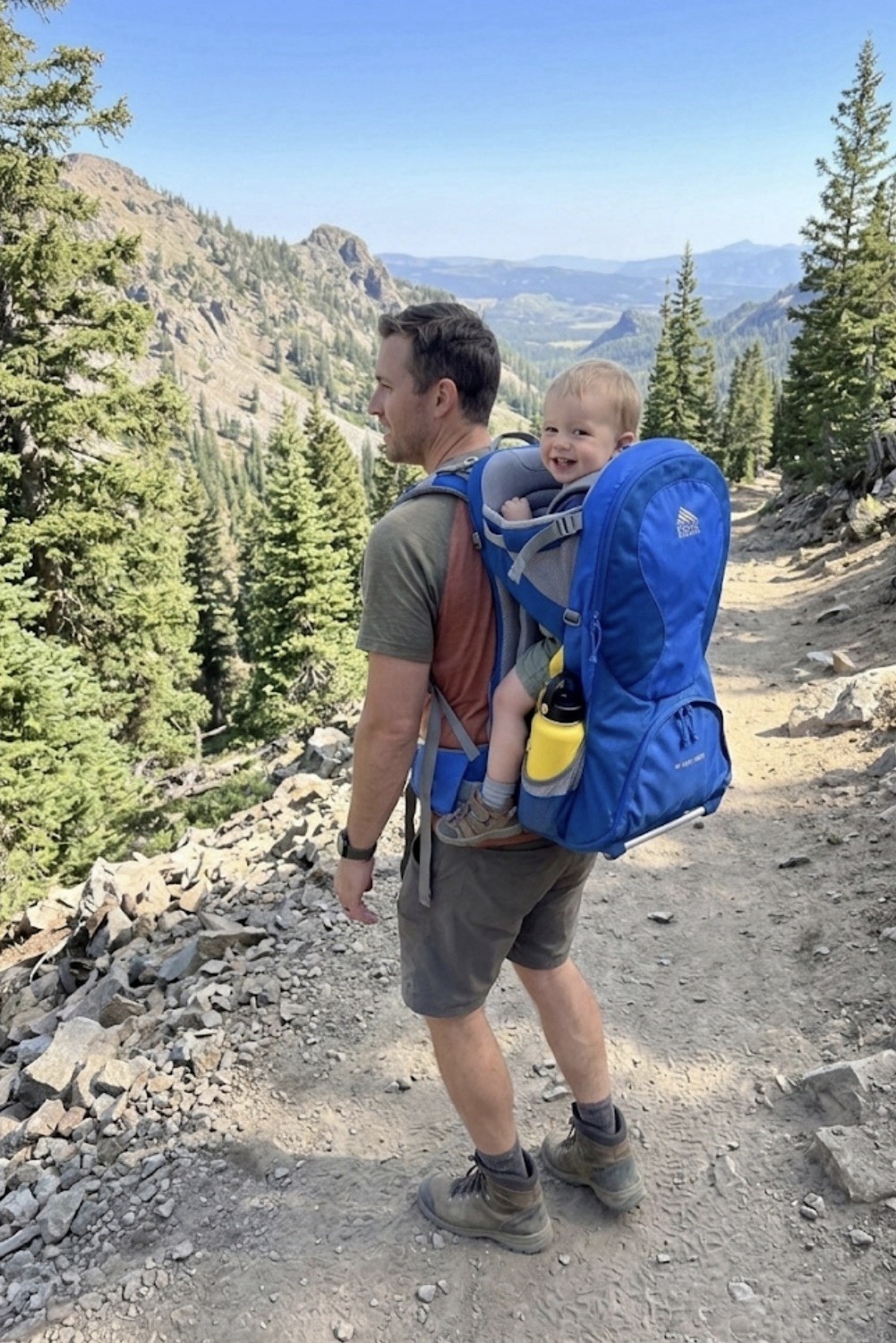 Kelty Kids Baby Backpack Carrier Blue Gray Yellow Adjustable Straps Storage