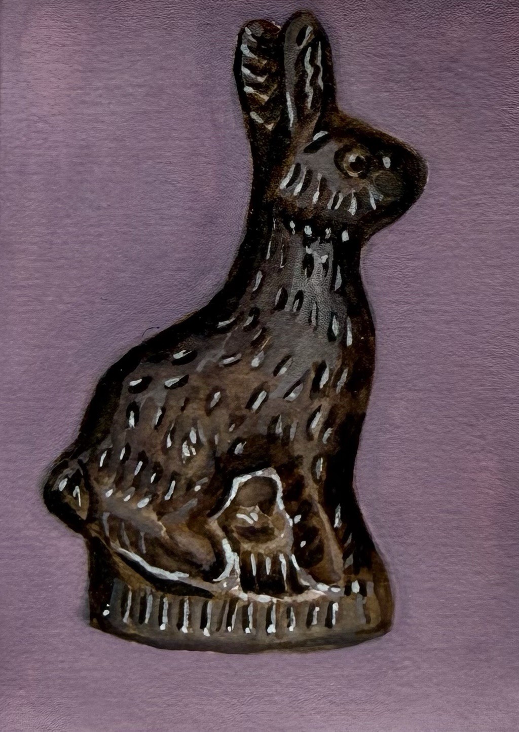 ACEO Original Hand Painted Watercolor – Easter Chocolate Rabbit  Mini Art 2.5*3”