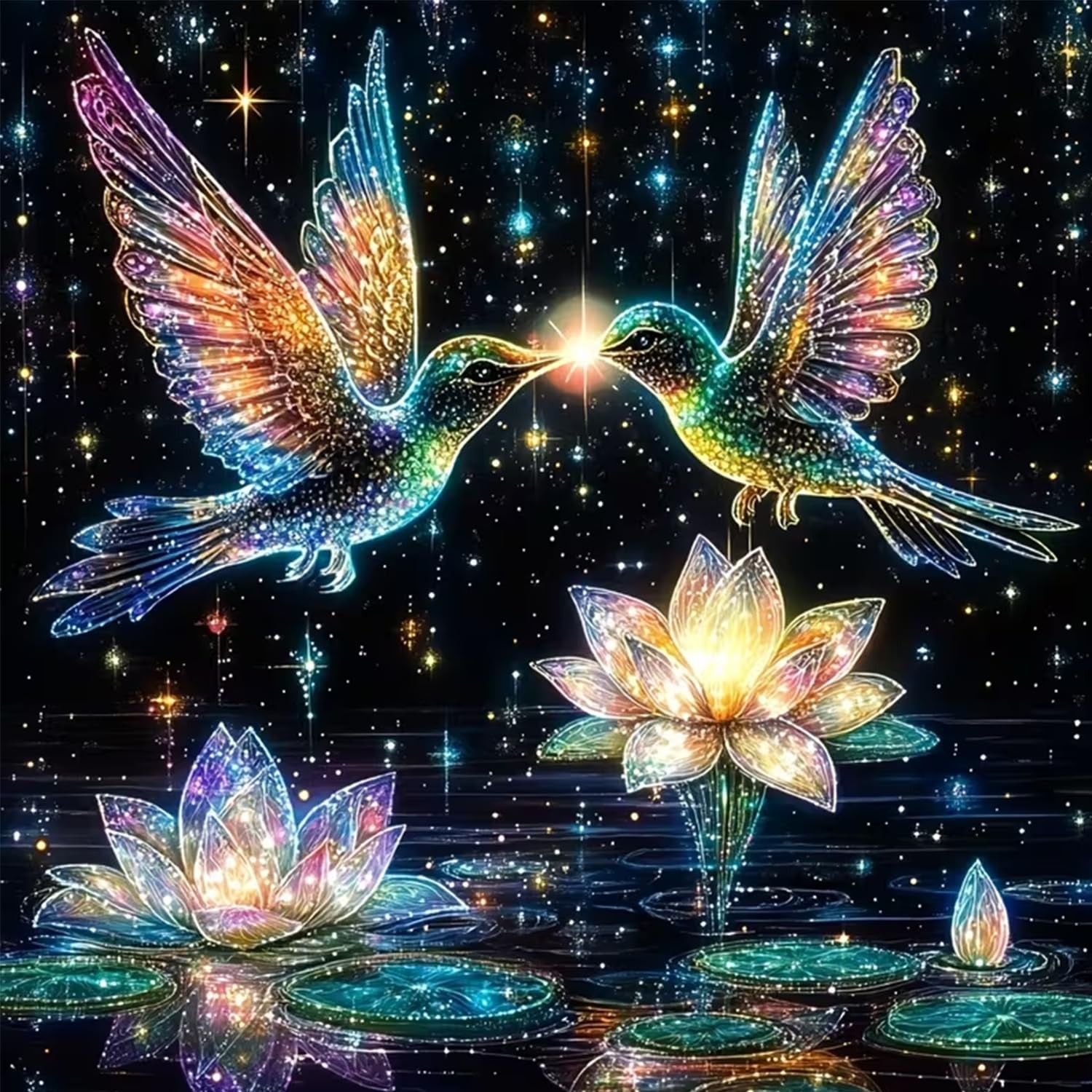 Hummingbird Diamond Art Kits for Adults,Flowers 5D Diamond Painting Kits Round..