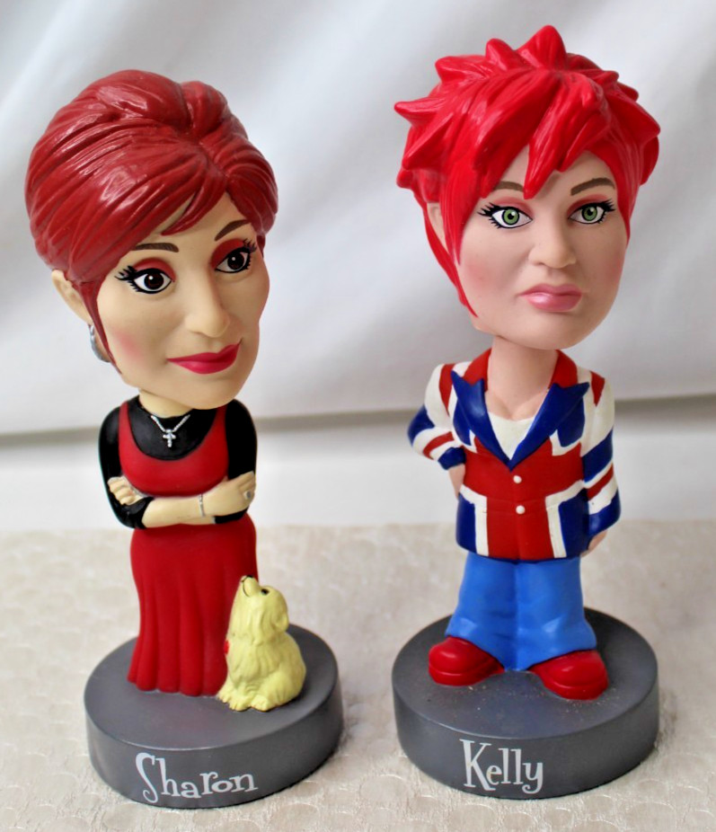 2 Vintage 2002 JOKS Sharon And Kelly Osborne Bobbleheads Figures 7" High