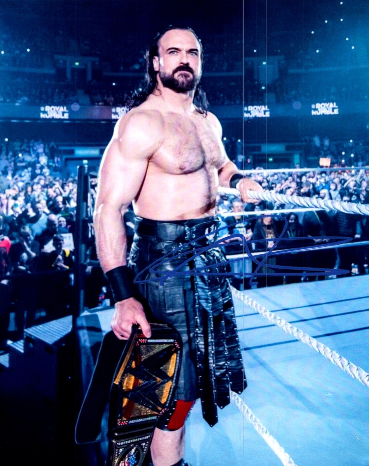 Drew McIntyre WWE Championship Pose Signed Autographed Photo Authentic 8X10 COA