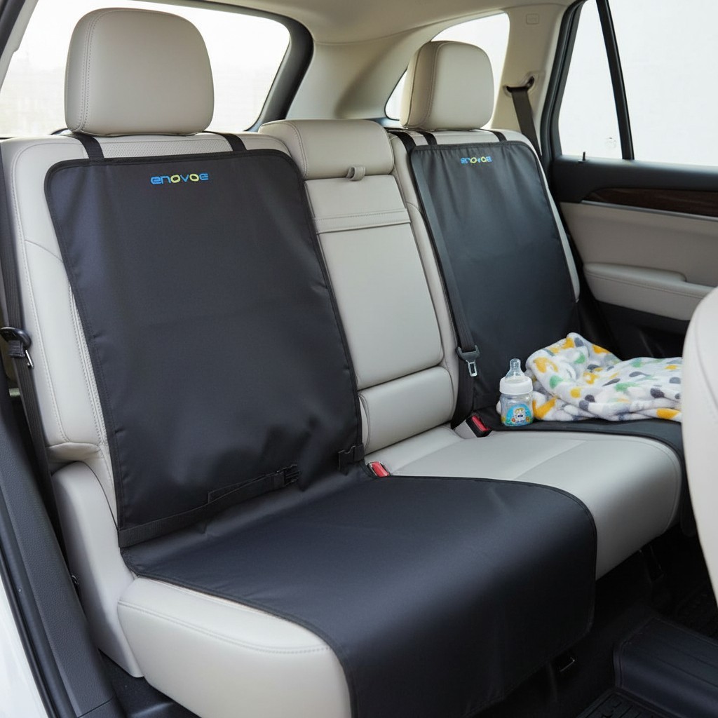 Durable Kick Mats for Cars - Waterproof 2-Pack Back Seat Protectors for Children
