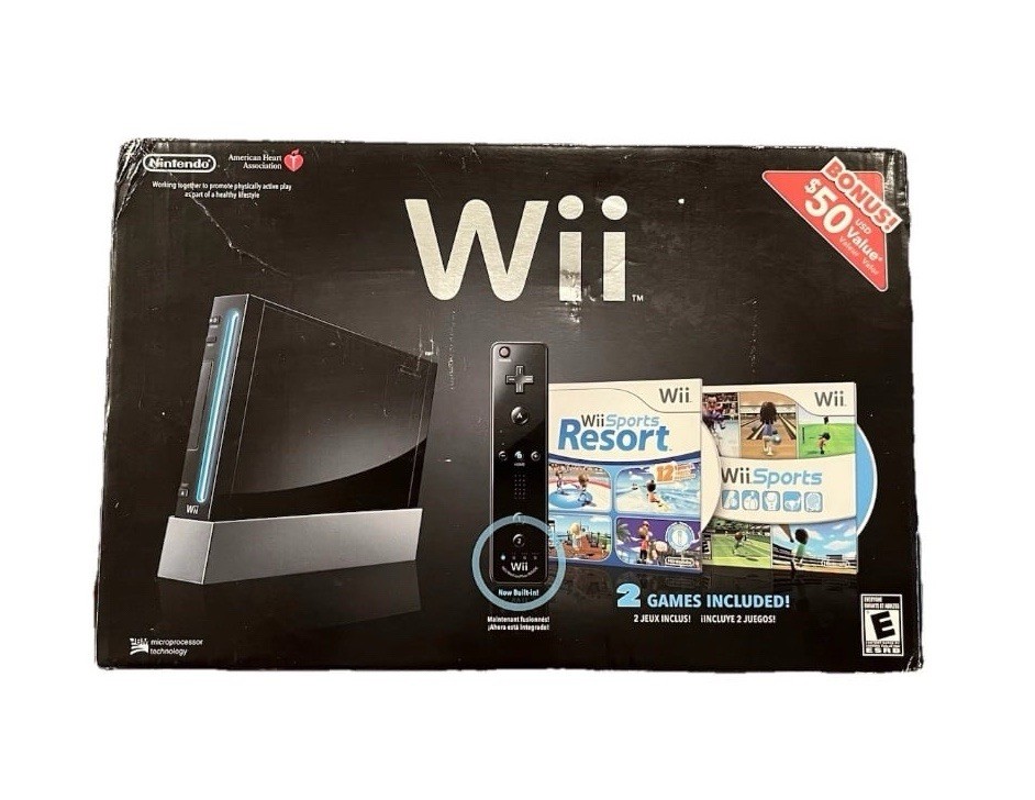 Nintendo Wii Black Console Box Only Empty Tray Manuals No Console