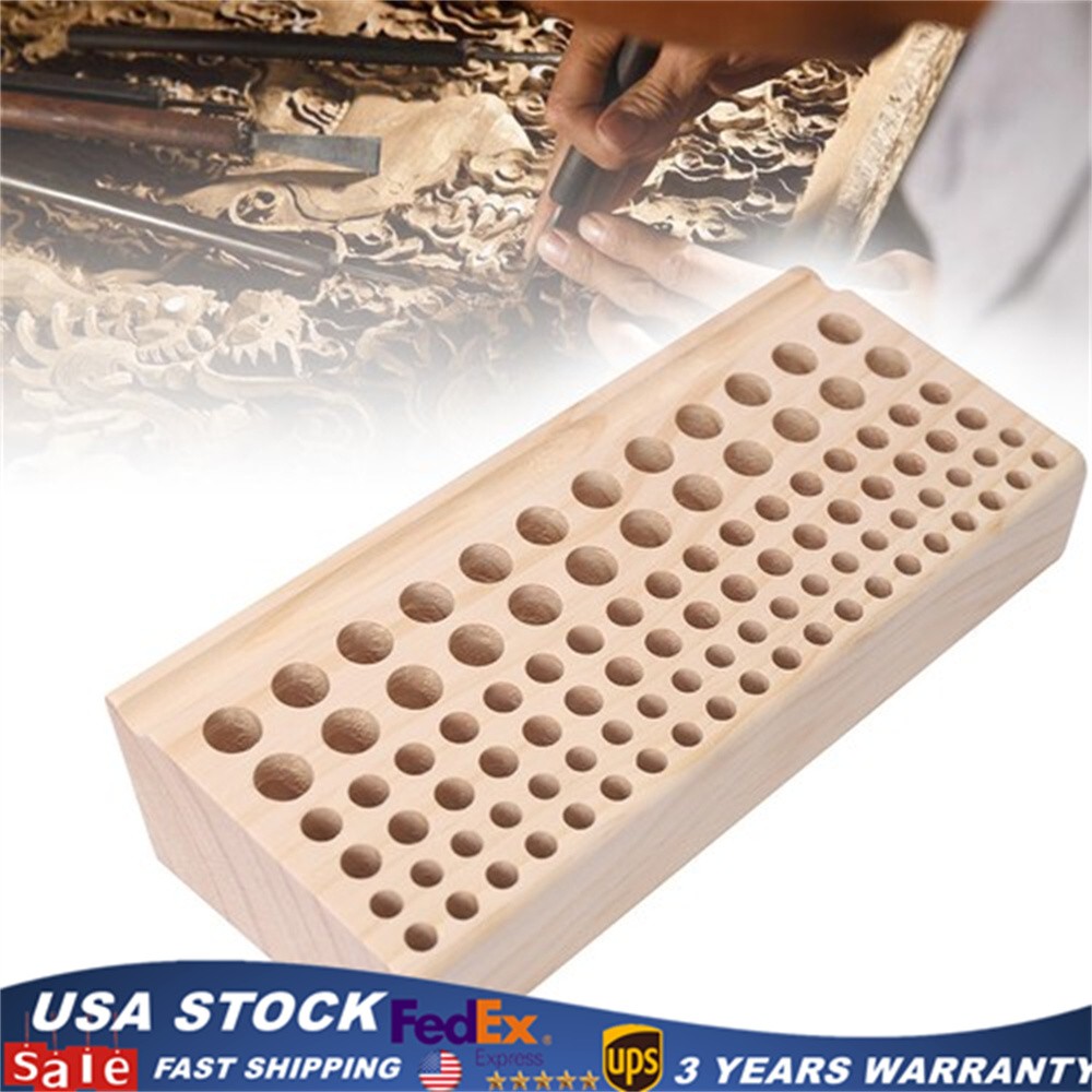 98 Holes Leather Craft Tool Wooden Rack Wood Punch Tool Stand Holder Organizer