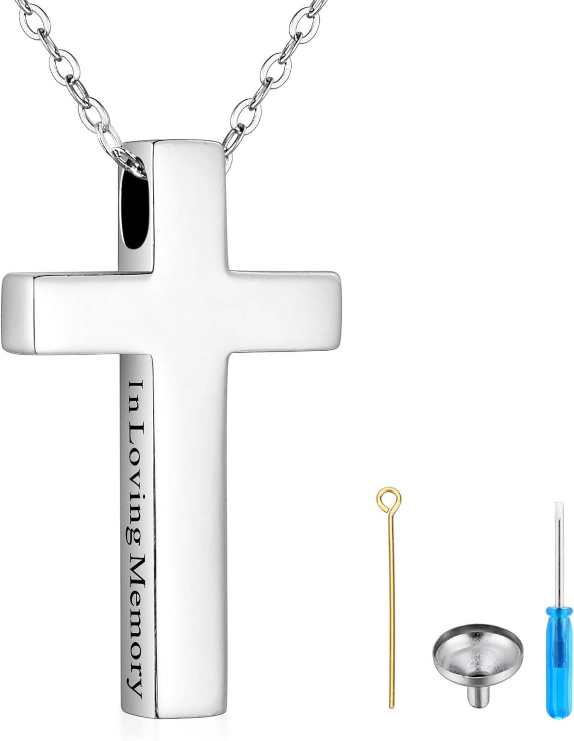 925 Sterling Silver Cremation Jewelry Memorial Cross Urn Necklace for Ashes Keep