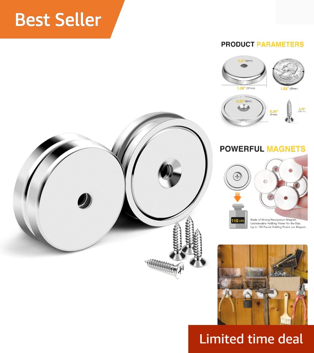 Durable Neodymium Cup Magnets with Stainless Screws - Perfect for Home & Office