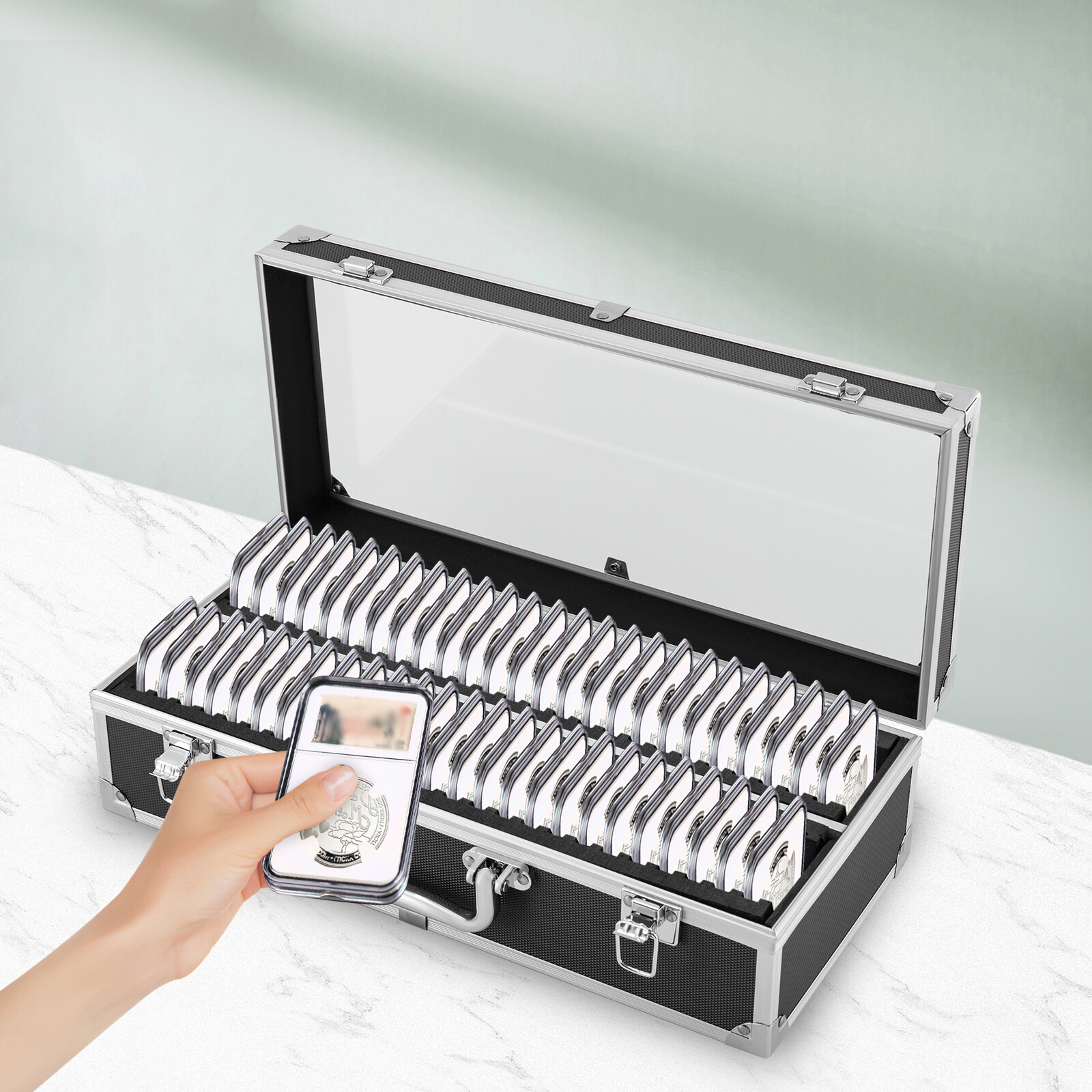 50 Slots Universal Storage Display Box Case Holds Coin Holders Slabs Collector