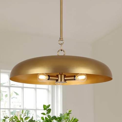  20 Inch Oversized Large Pendant Lights, 3-Lights Modern 19.7 Inch Brushed Gold