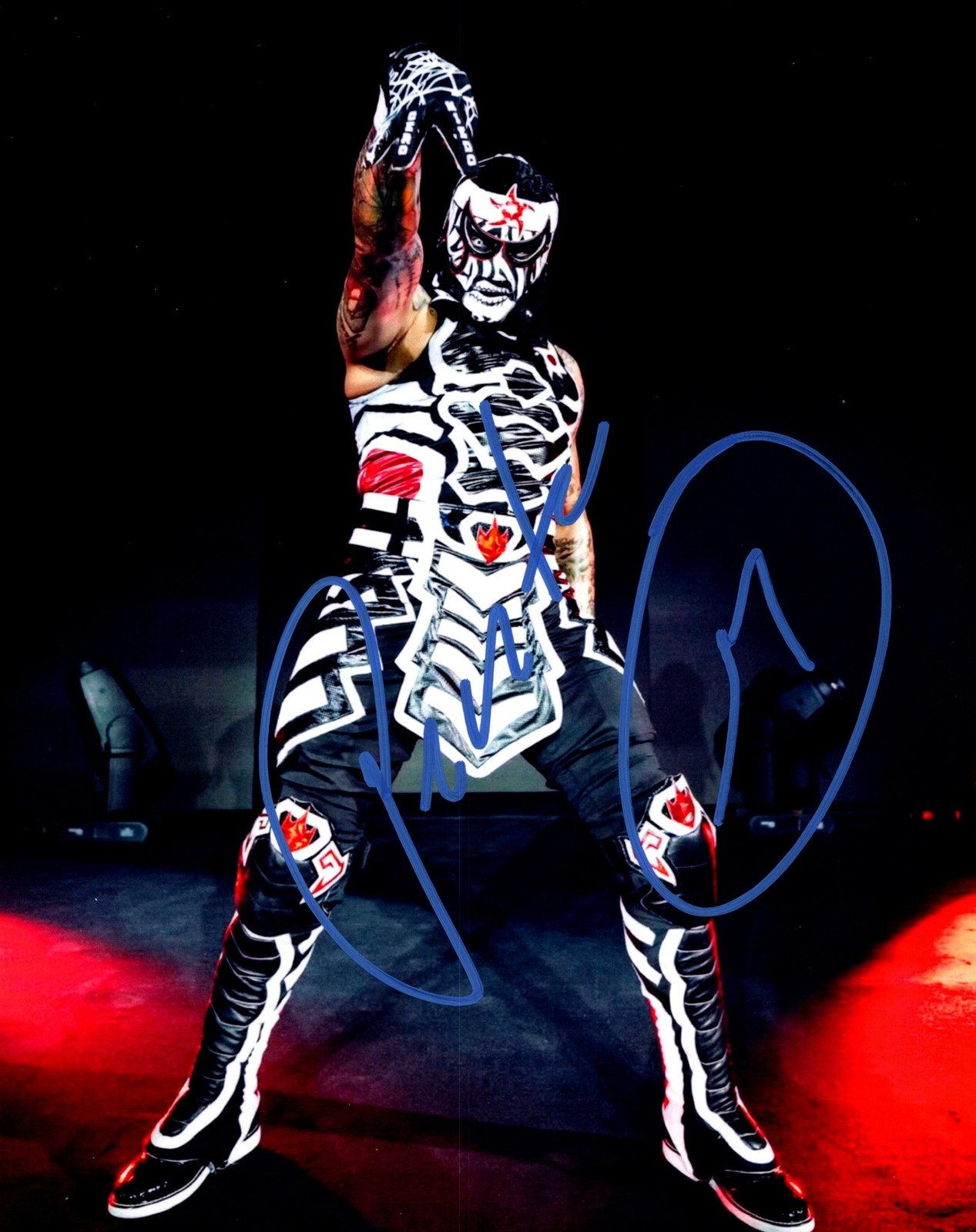 Penta AEW Skeleton Pose Red Lighting Signed Autographed Photo Authentic 8X10 COA