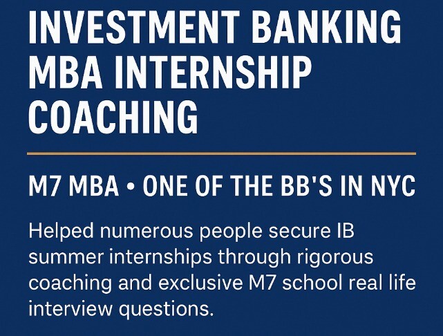 Investment Banking MBA Internship Coaching