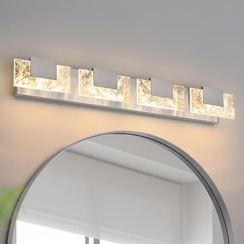 LED Bathroom Vanity Light: 32 Inch Acrylic Modern 4 Light Brushed Nickel