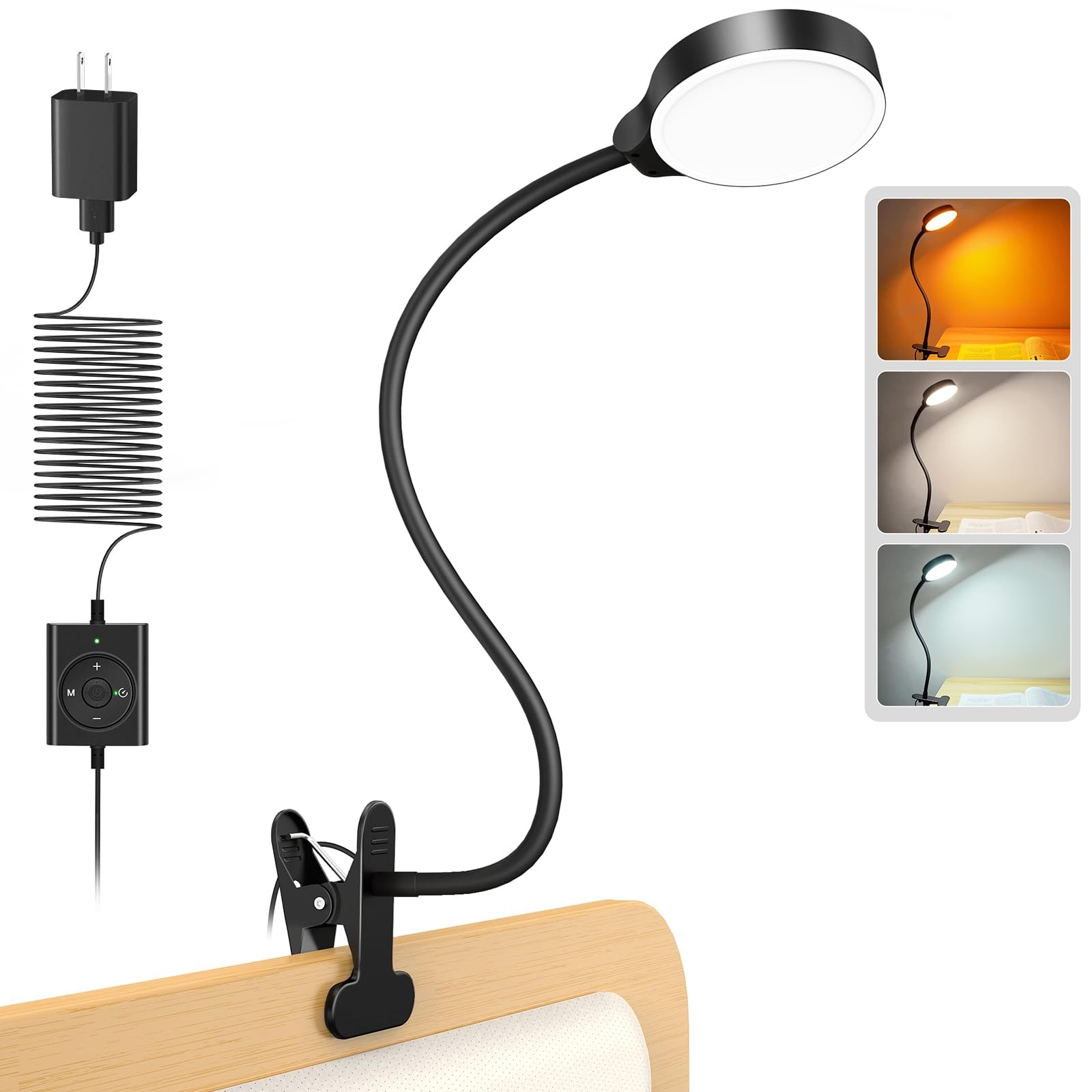 5W Clip on Light, 36LED Eye Caring Reading Light for Bed, 3 Colors & 5 Bright...