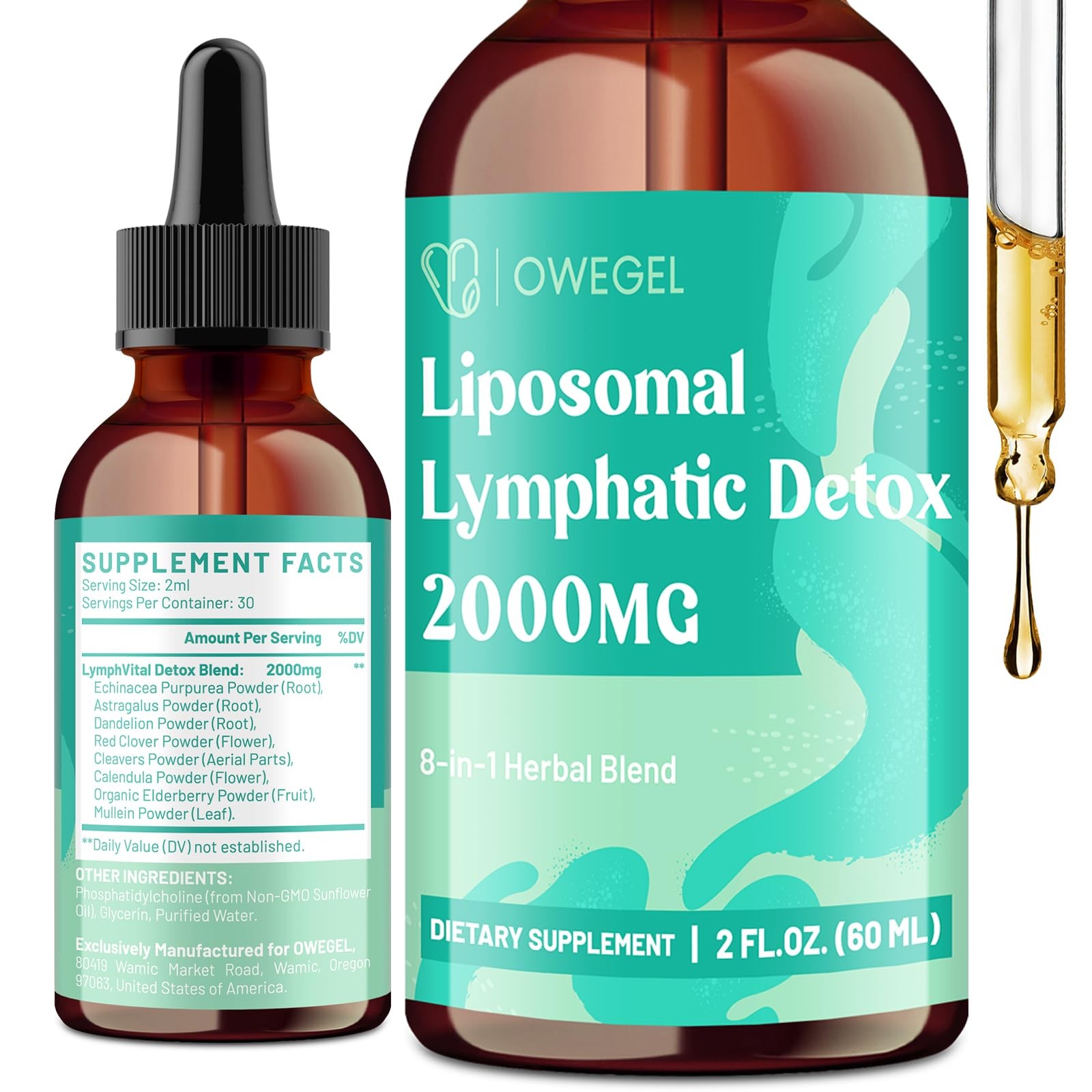owegel Liposomal Lymphatic Drainage Drops 2000mg – Immune 2 Fl Oz (Pack of 1) 