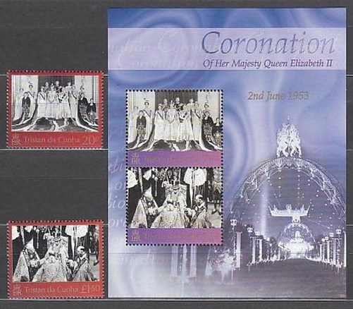 Tristan da Cunha - Mail Yvert 736/7+H 44 ** Mnh Isabel II