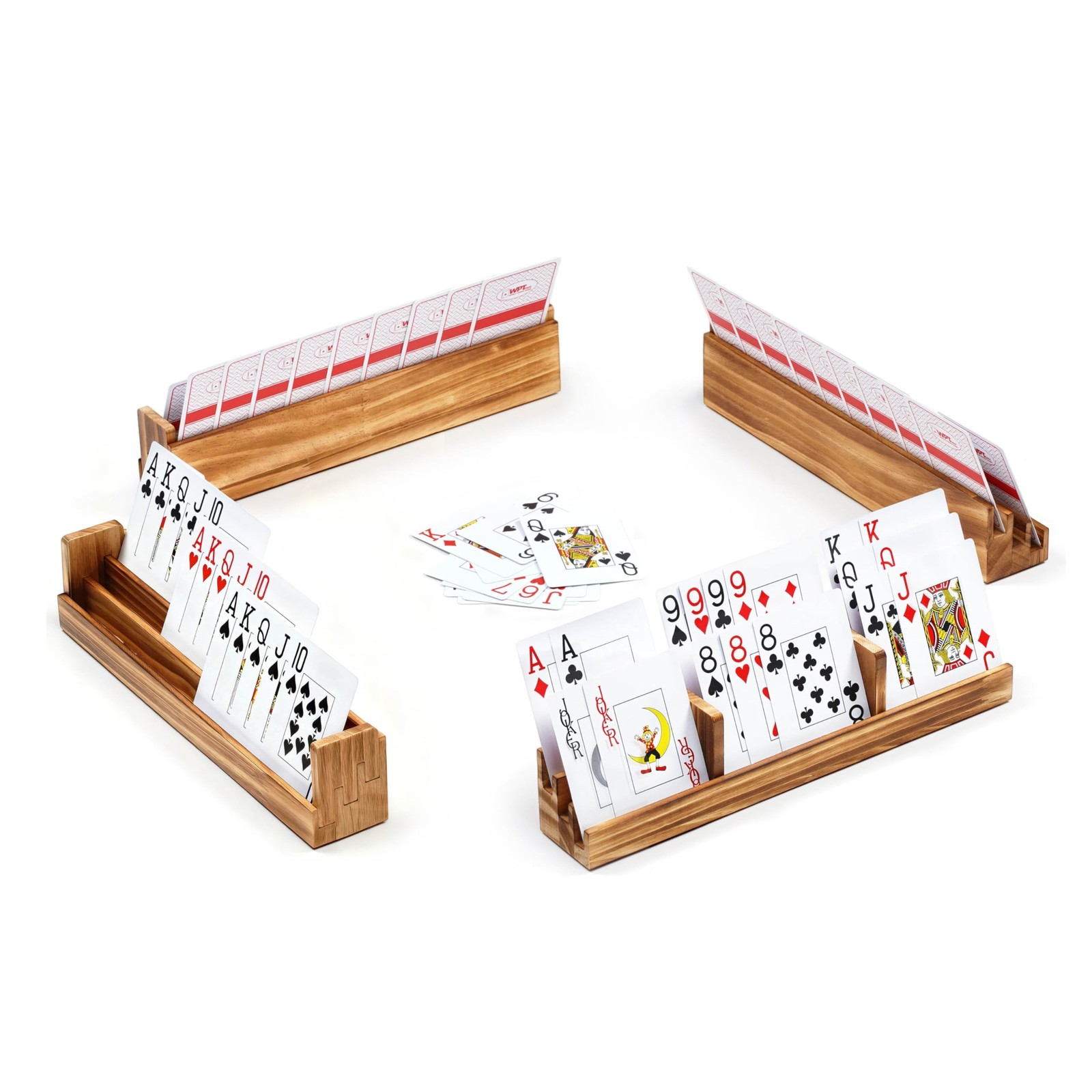 Srillollar Playing Card Holders for 2.5 x 3.5 x 2.1 inches, Carbonized Brown 