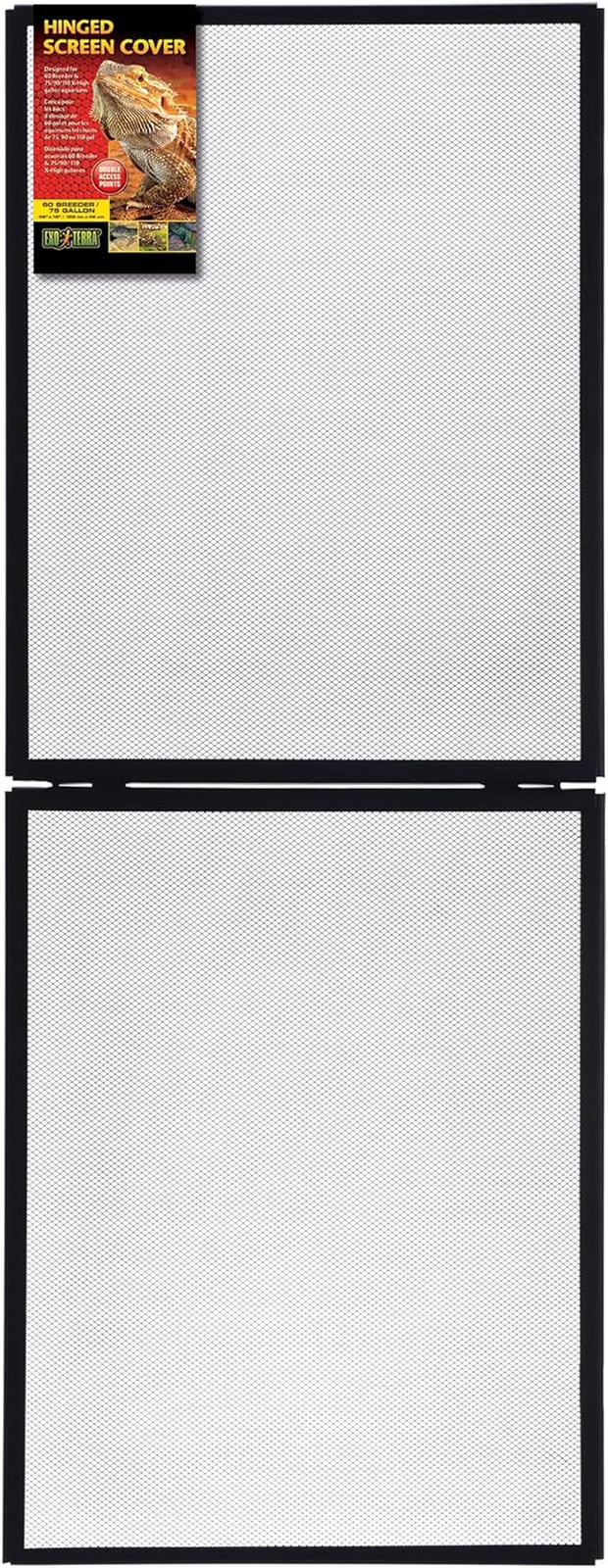 Hinged Terrarium Screen Cover, 60 Breeder/75 Gallon – Easy Access, 18.75”X 48.75