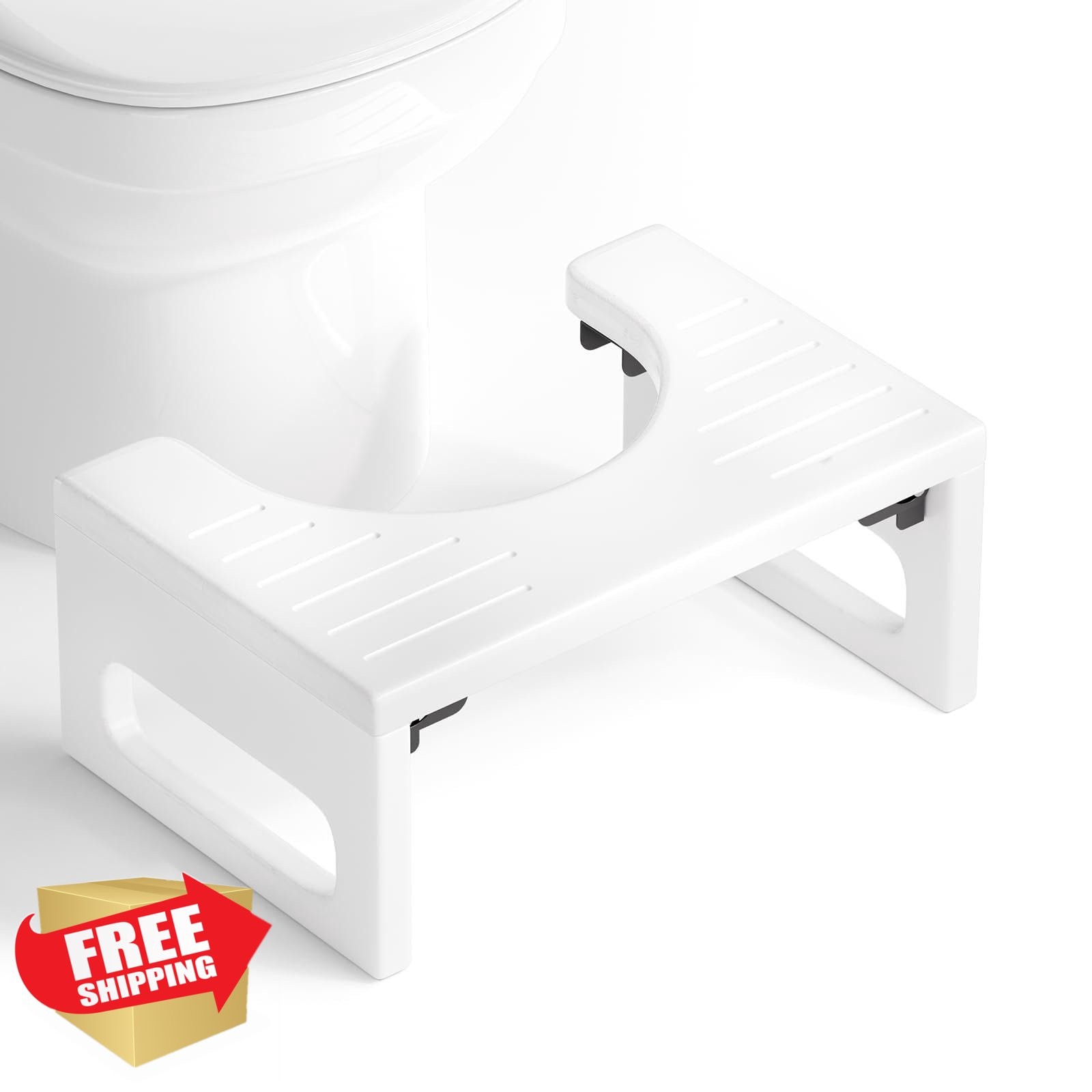 AmazerBath Bamboo Toilet Stool 7" - Foldable Squat Potty White Kids