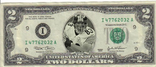 Steelers Heath Miller with 5x7 plaque $2 Dollar Bill Mint! Rare! $1