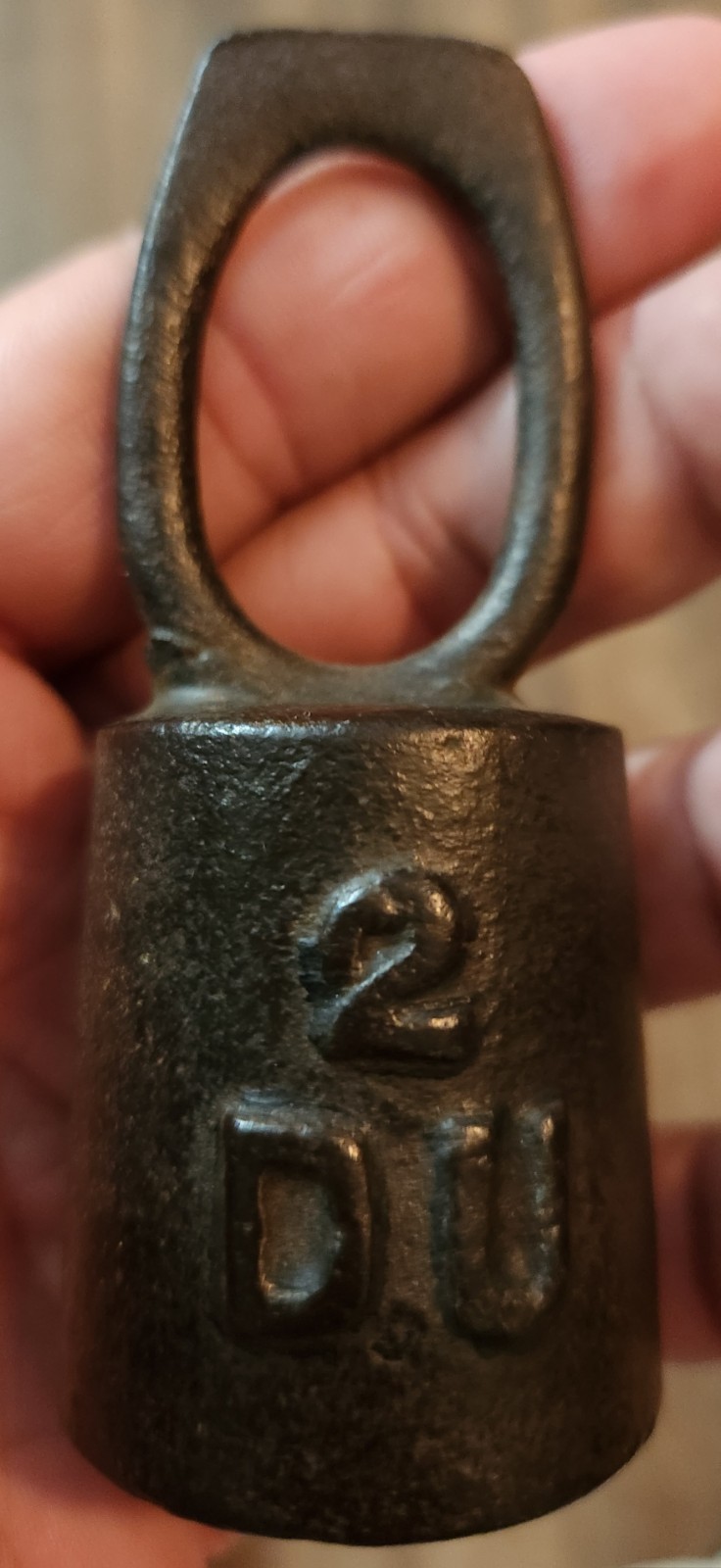 Antique 2 PU Cast Iron Scale Weight Hardware or Vegtable Store 4" Tall