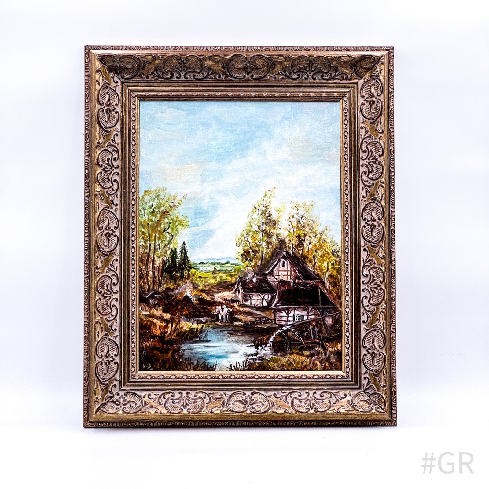 Original Oil Painting "Landscape" in Antique Picture Frame (54 x 44 cm)