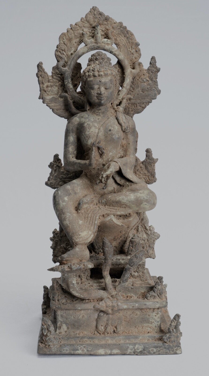 Antique Indonesian Style Seated Bronze Javanese Preaching Buddha - 29cm/12"