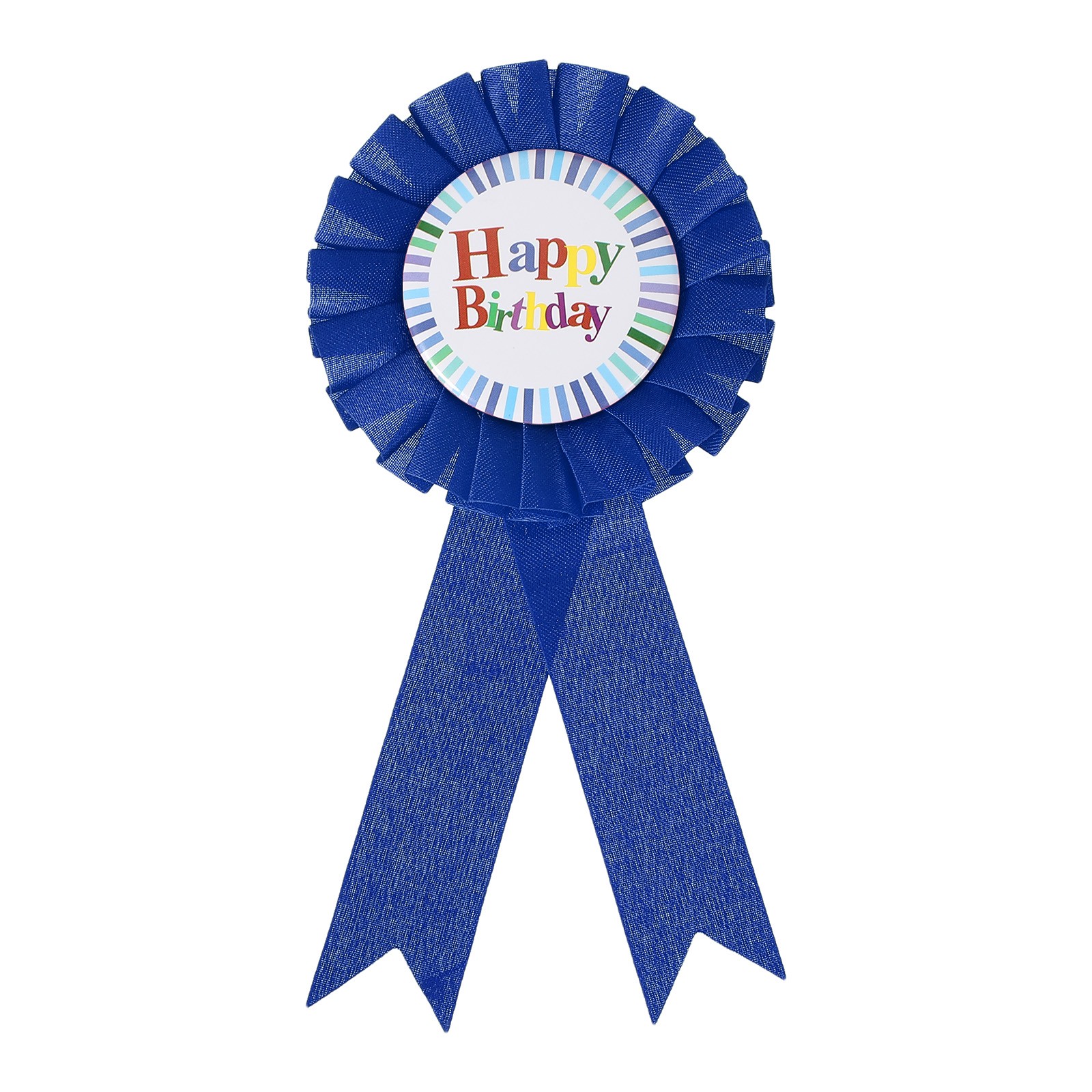 6" x 3" Birthday Ribbon, Award Ribbon Birthday Pin Button, Blue