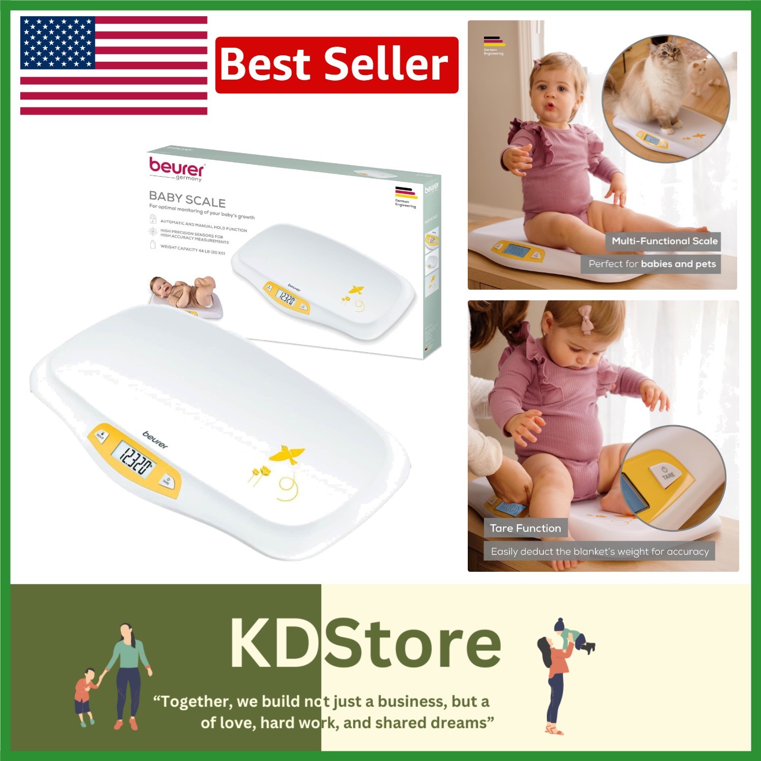 High Accuracy Digital Baby Scale - Ideal for Infants & Small Pets, 44 lbs