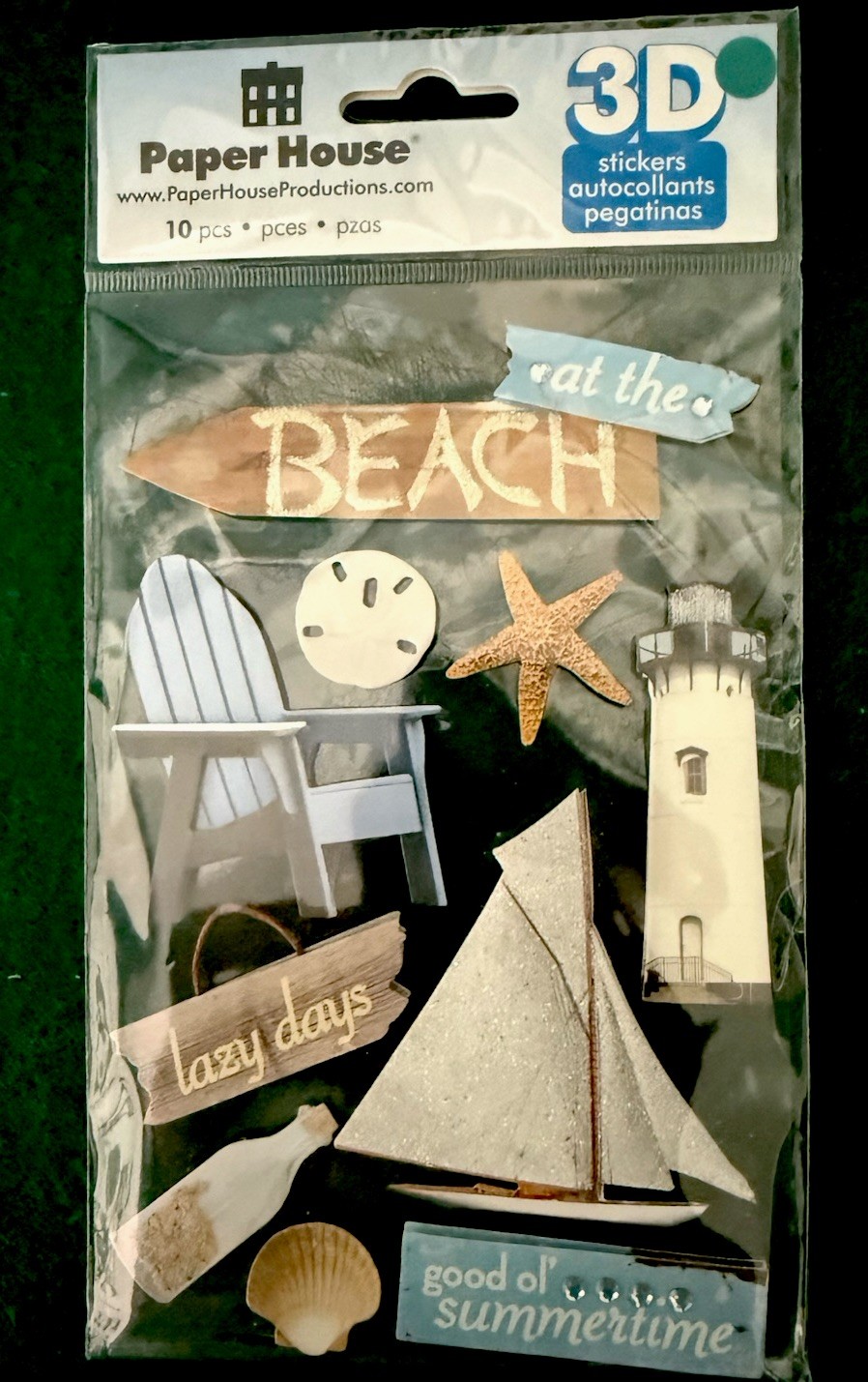 Paper House At The Beach Lighthouse Sailboat Seashells Beach Chair 10 Pieces