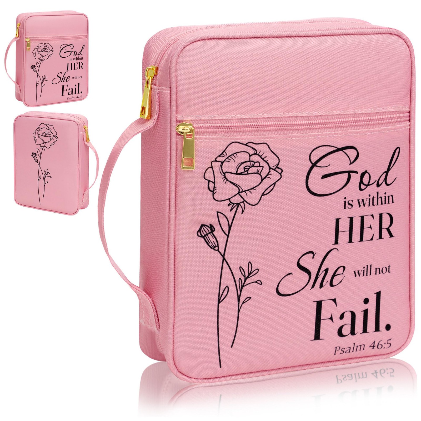 GUEER Bible Cover for Women, Holder, Carrier Carrying Pink 
